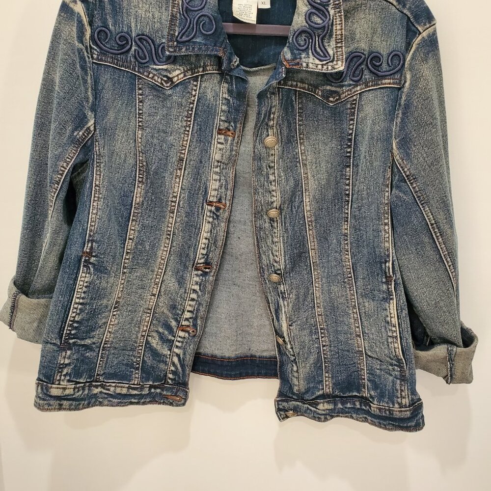 Back In The Saddle Womens Denim Jacket Southwestern Detail Embroidery Rodeo XL - Picture 11 of 11